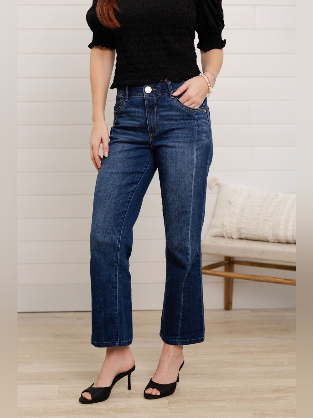 Barely Bootcut Jeans Front Seam Dark Wash Stretch Denim NWT